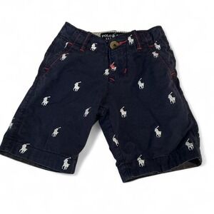 Polo Ralph Lauren Kids Navy All Over Pony Embroidered Shorts